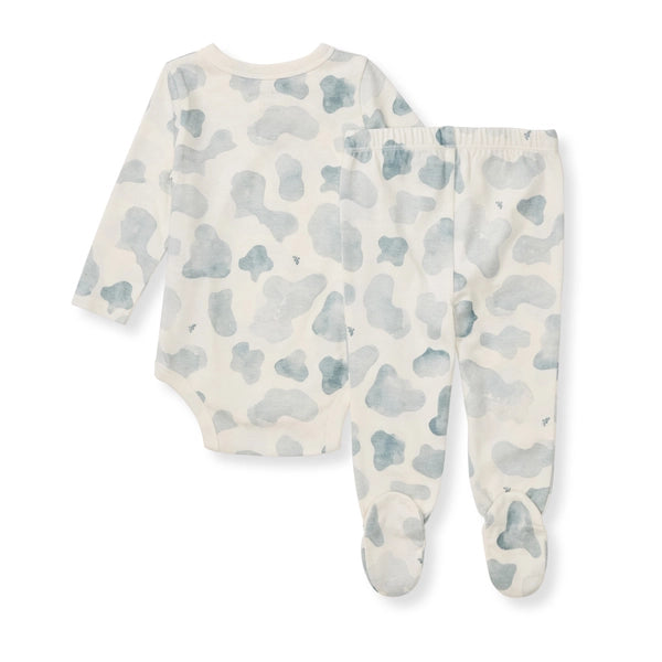 Mooo! Bodysuit & Pant Set in Muted Blue