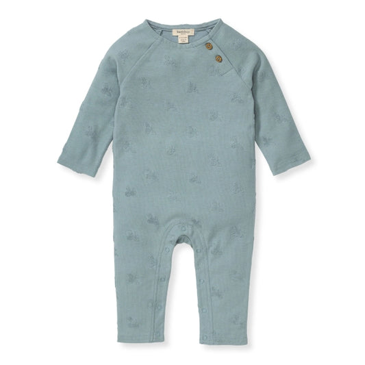 Raised Terry Bee Jumpsuit - Muted Blue