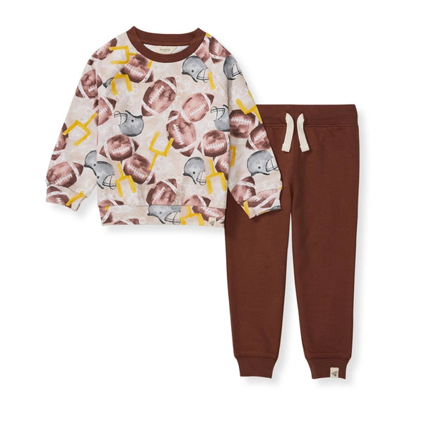 Football Season Organic Sweatshirt and Pants Infant Set