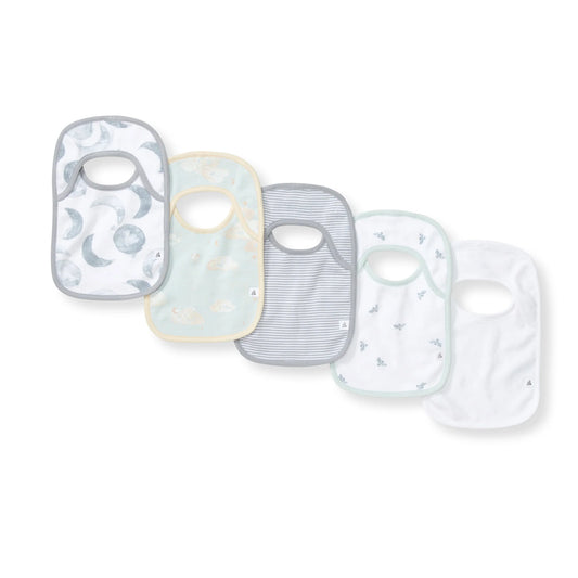 Hello Moon Baby Blue Baby Bibs - 5 Pack