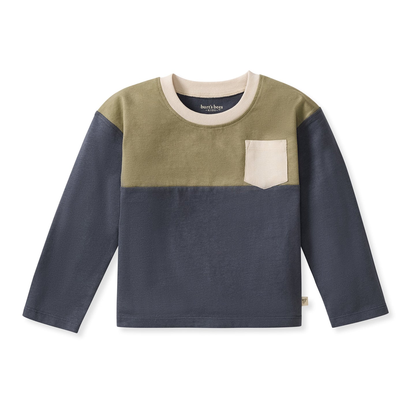 Blue Colour Blocked L/SLV Tee