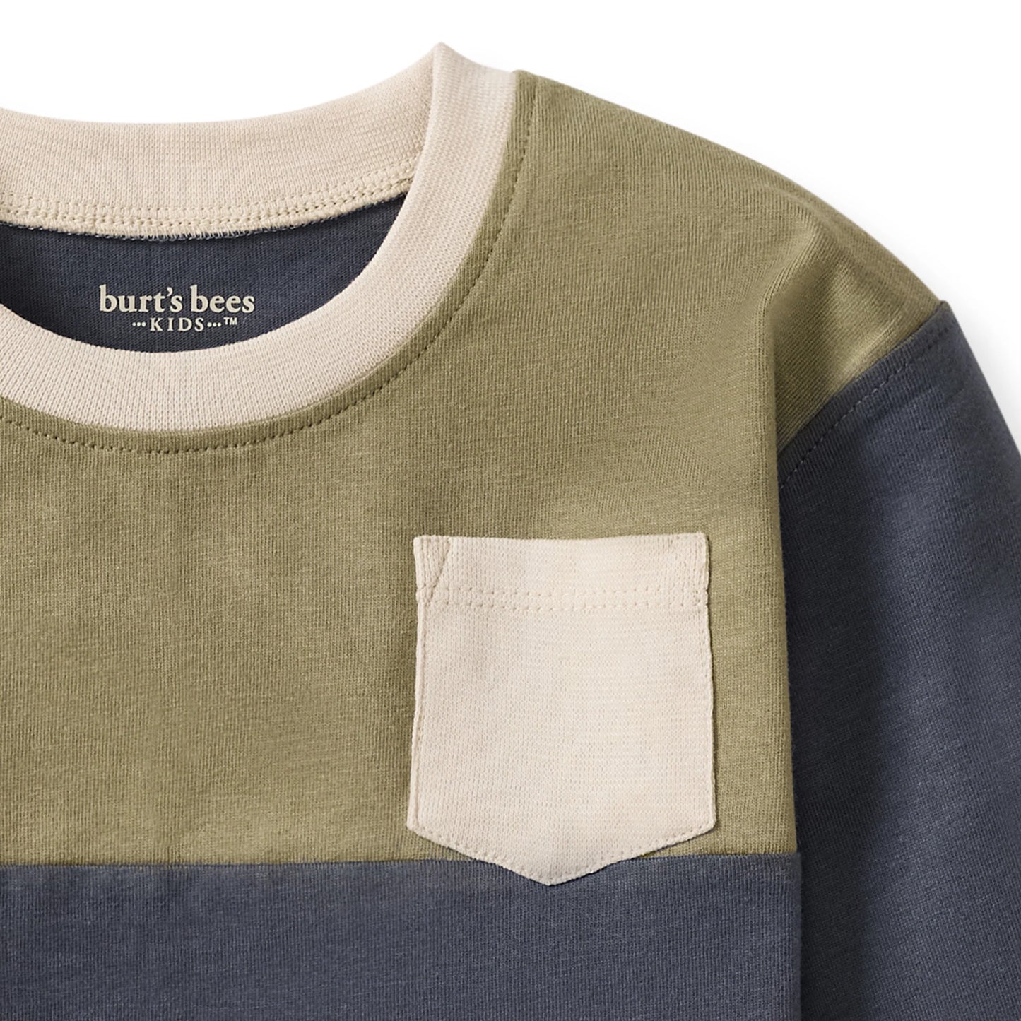Blue Colour Blocked L/SLV Tee