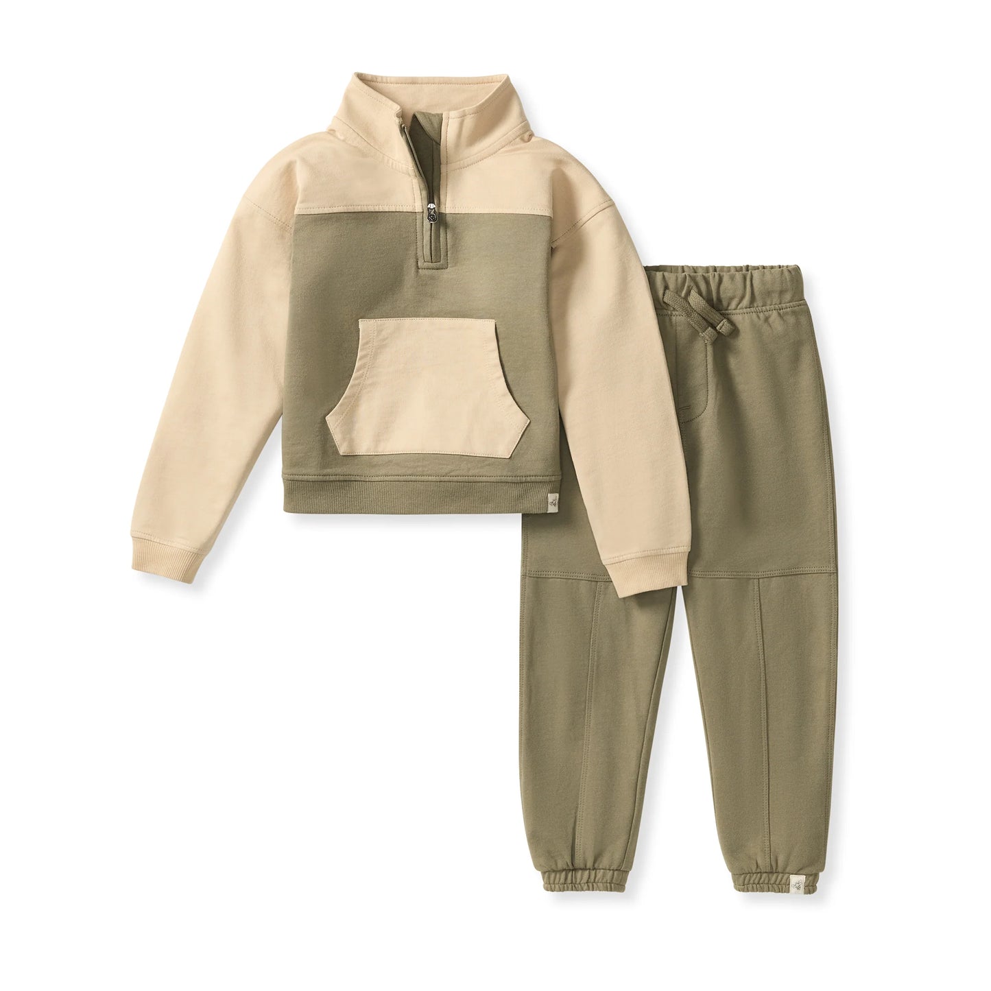 Quarter Zip Collar Sweatshirt Set