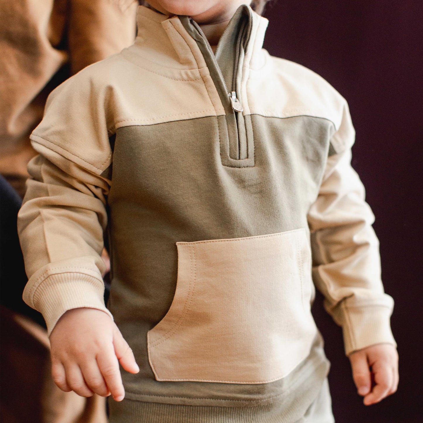 Quarter Zip Collar Sweatshirt Set