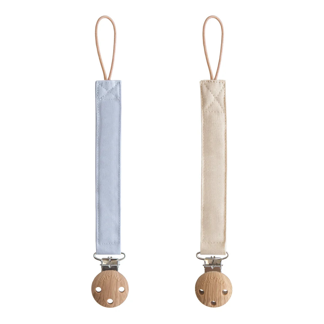 Linen Pacifier Clip 2-Pack