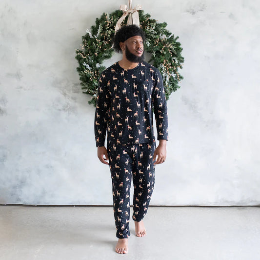 Men's Jogger Pajama Set in Midnight Deer