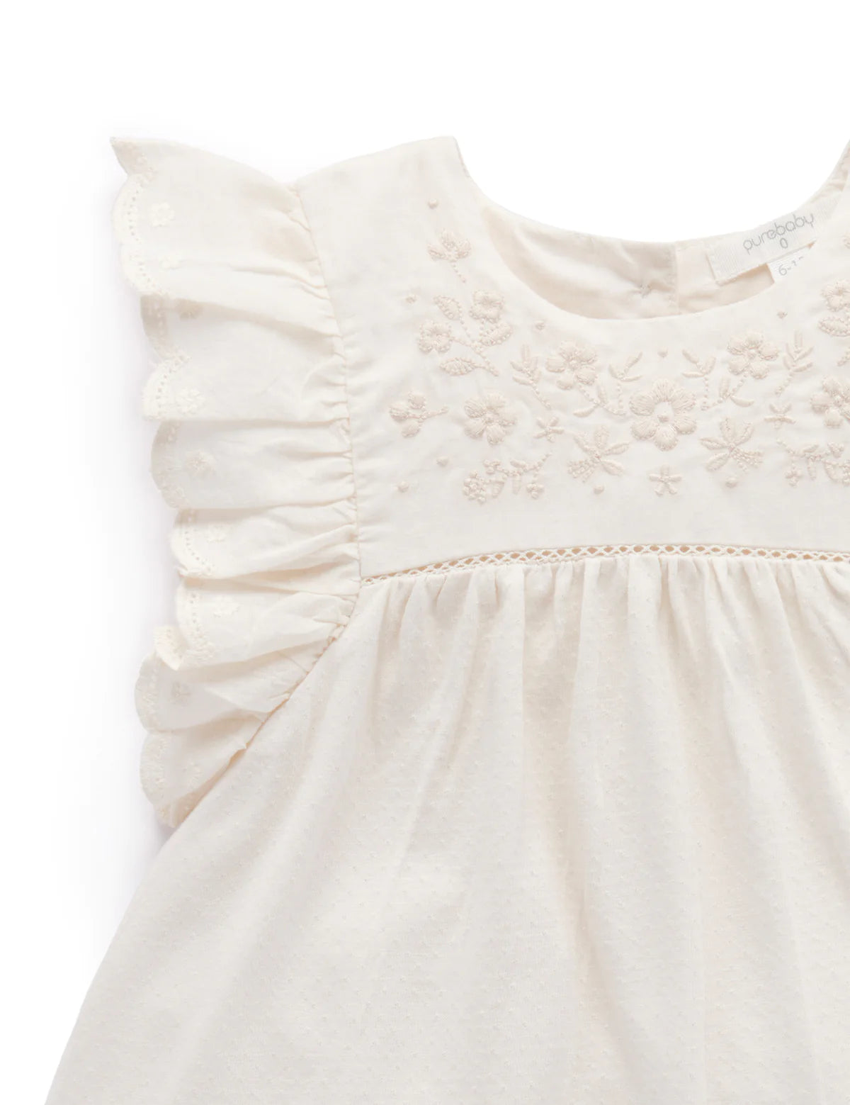 Embroidered Ruffle Tee | Cloud