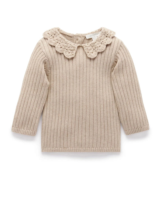 Fine Rib Jumper with Collar