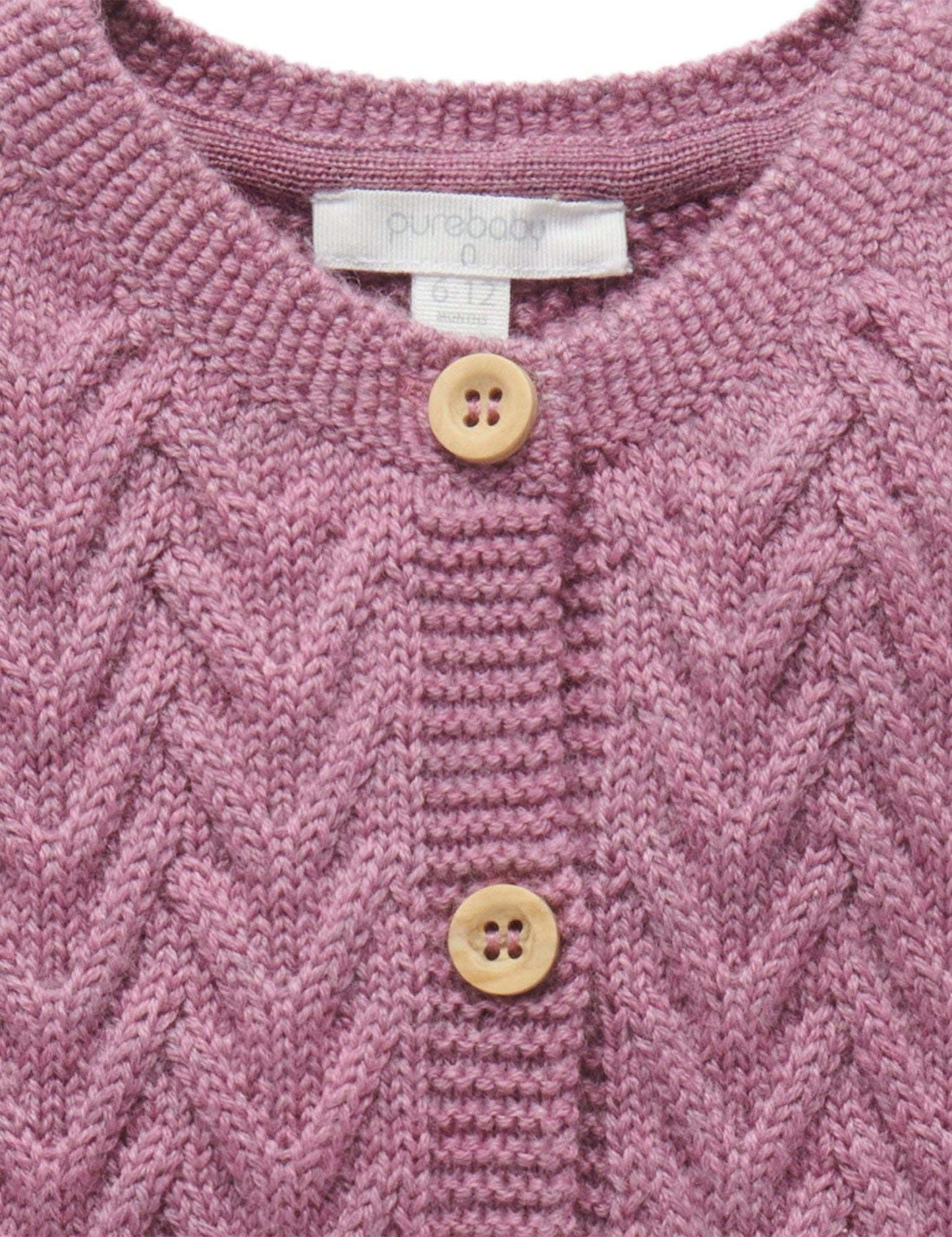 Merino Cable Cardigan in Fox Glove