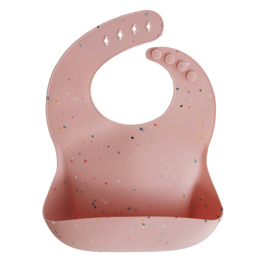 Silicone Baby Bib | Powder Pink Confetti