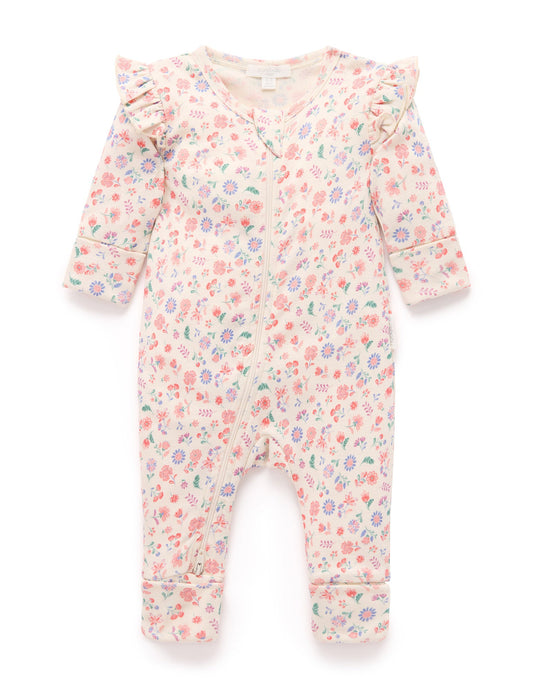 Printed Zip Growsuit in Flor