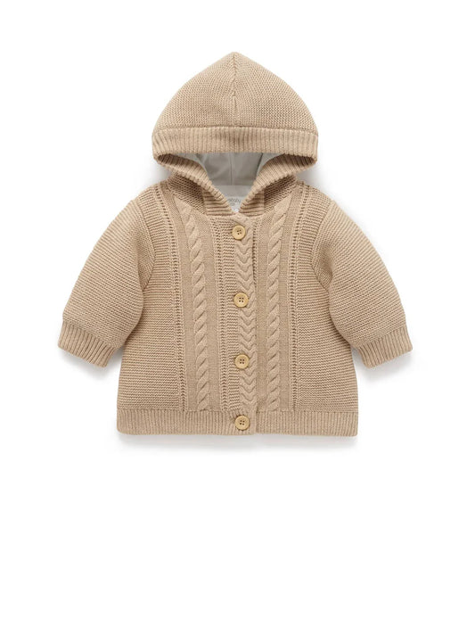 Knitted Padded Cable Jacket in Biscuit