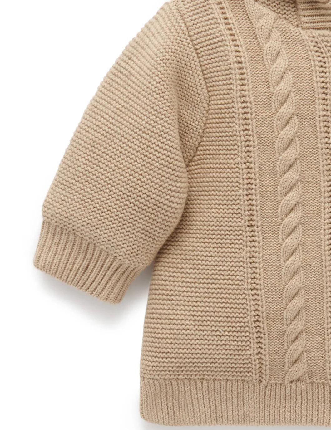 Knitted Padded Cable Jacket in Biscuit