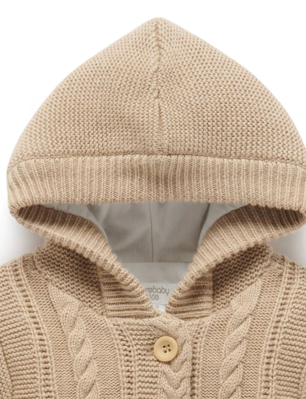 Knitted Padded Cable Jacket in Biscuit