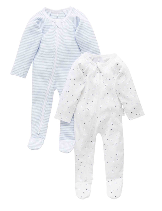 Pale Blue 2 Pack Zip Growsuit