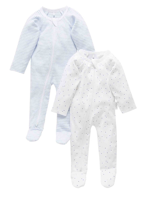 Pale Blue 2 Pack Zip Growsuit
