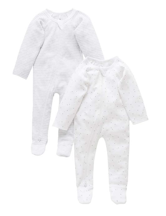 Pale Grey 2 Pack Zip Growsuit