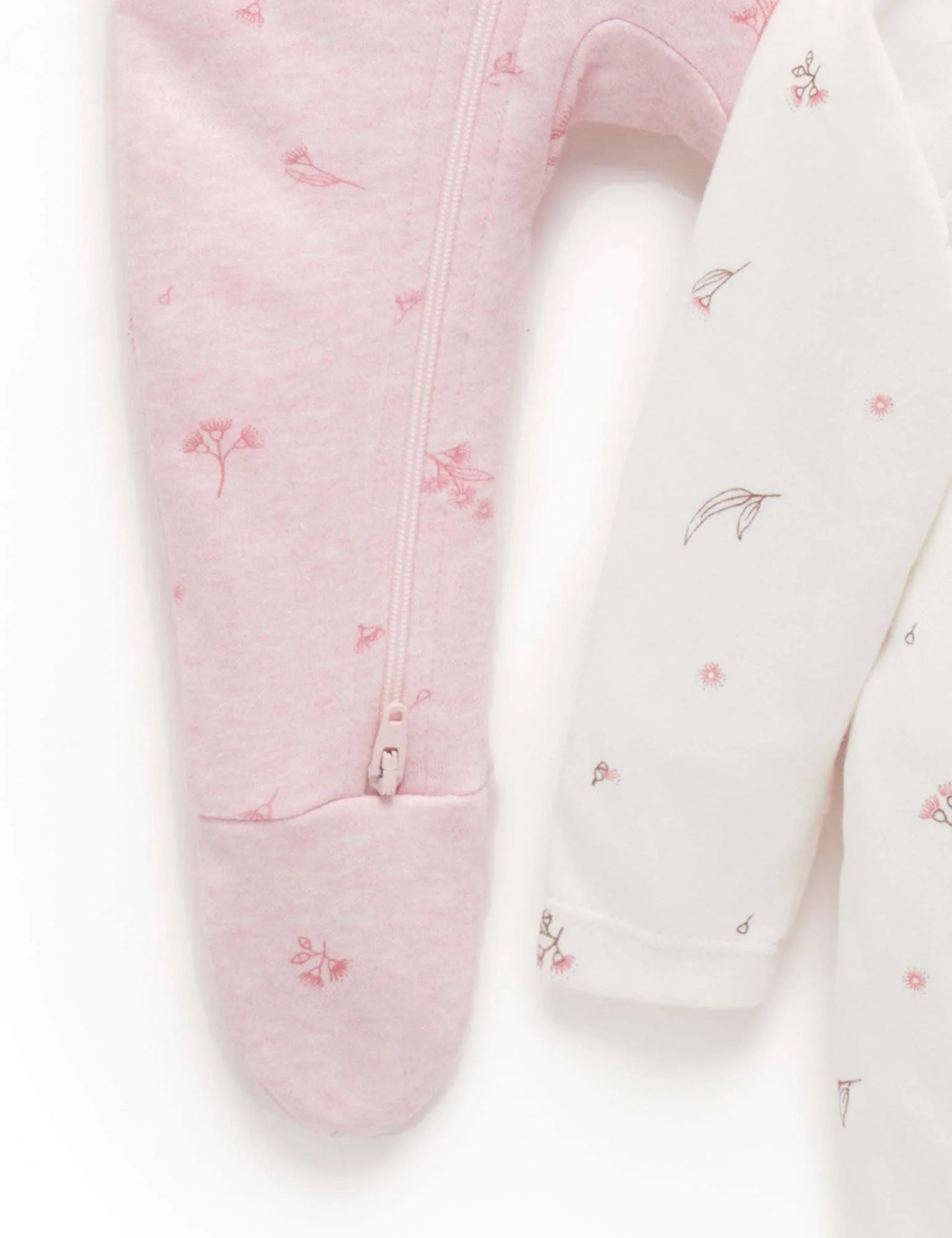 Pale Pink Blossom 2 Pack Zip Growsuit