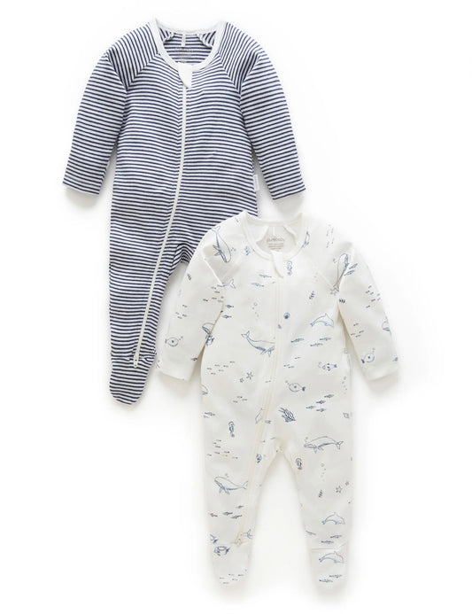 Vanilla Nautical 2 Pack Zip Growsuit