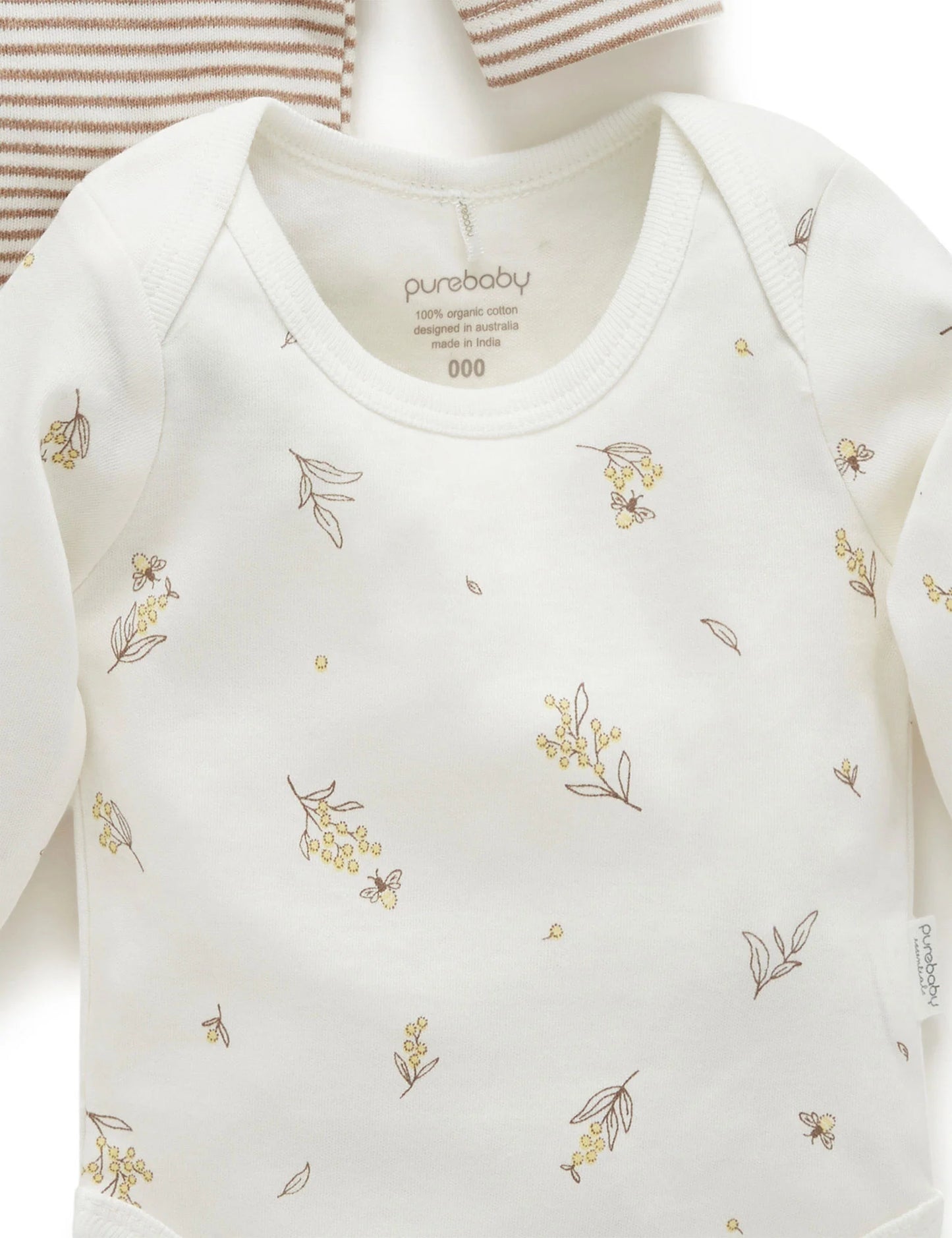 2 Pack Easy Neck Long Sleeve Bodysuit in Vanilla Wattle Bee Pack