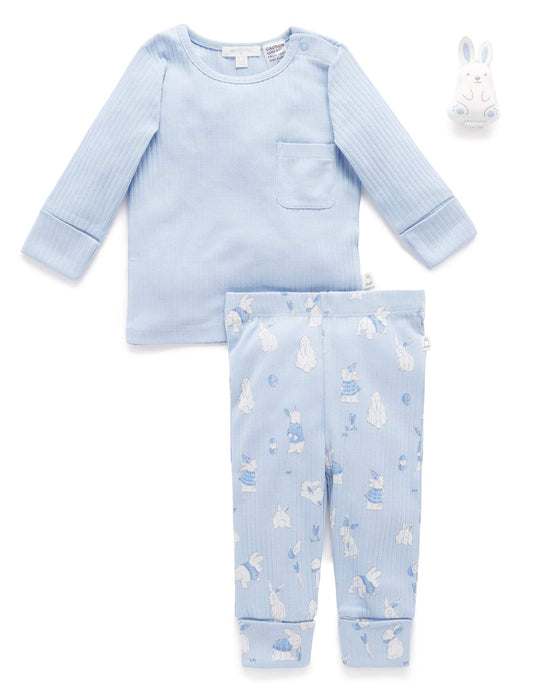 Rib PJ Set & Bunny Toy