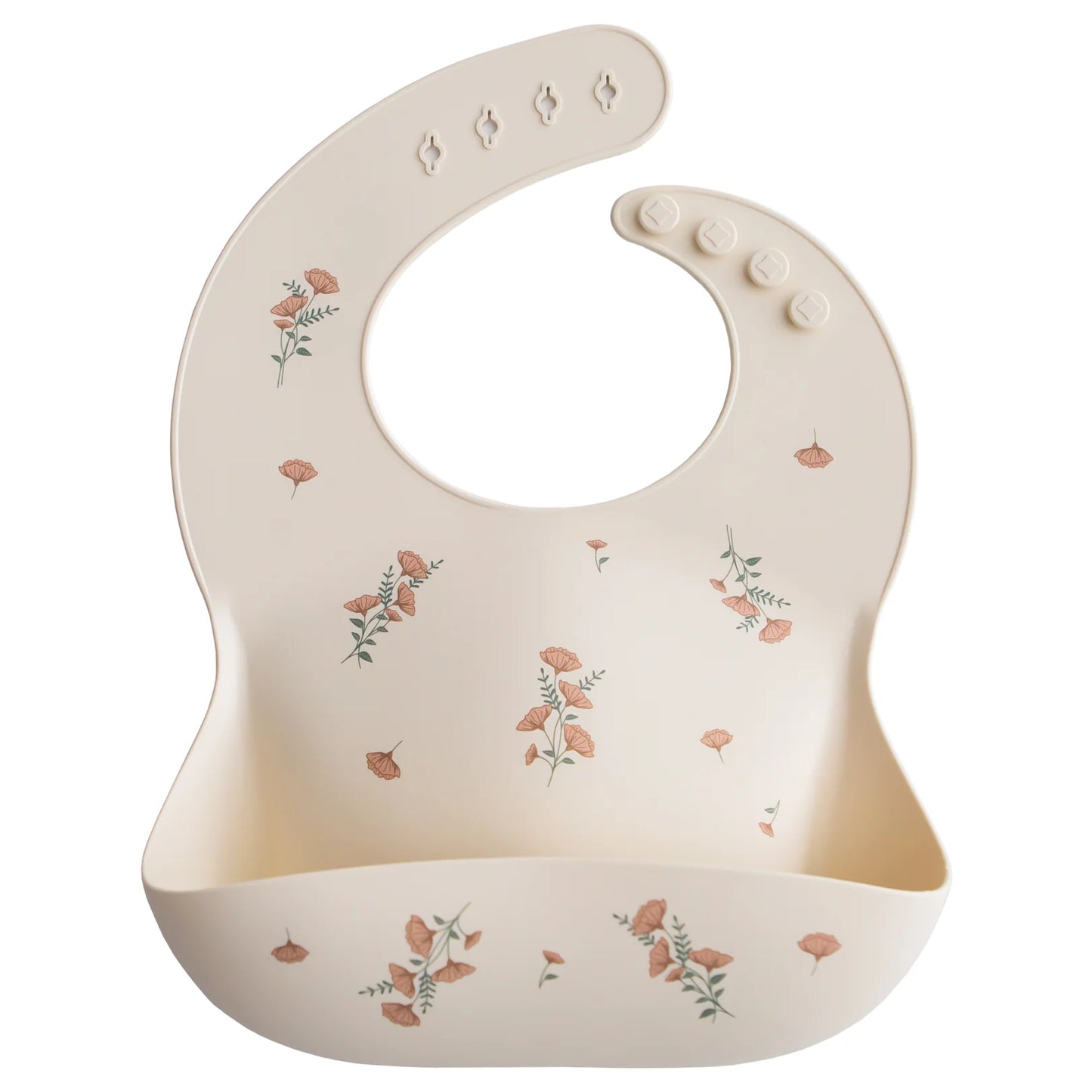 Silicone Baby Bib | Pink Flowers