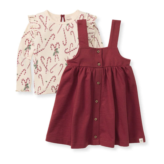 Dancing Candy Canes Organic Cotton Set in Redwood