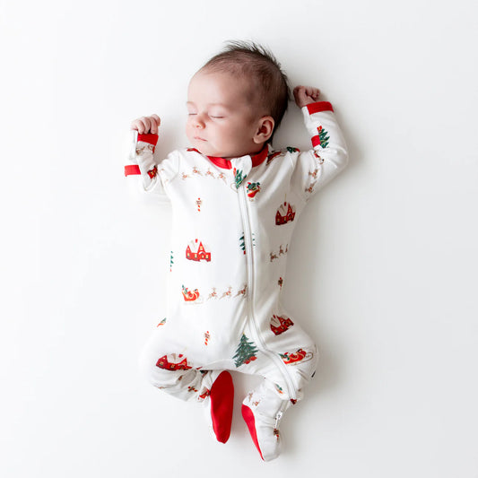 Zippered Footie in Santa Sleigh