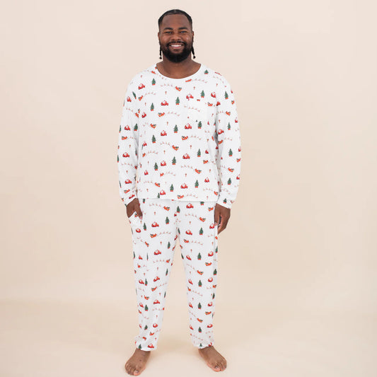 Men's Jogger Pajama Set in Santa Sleigh