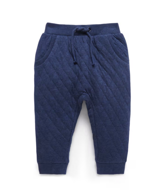 Quilted Track Pant in Marine