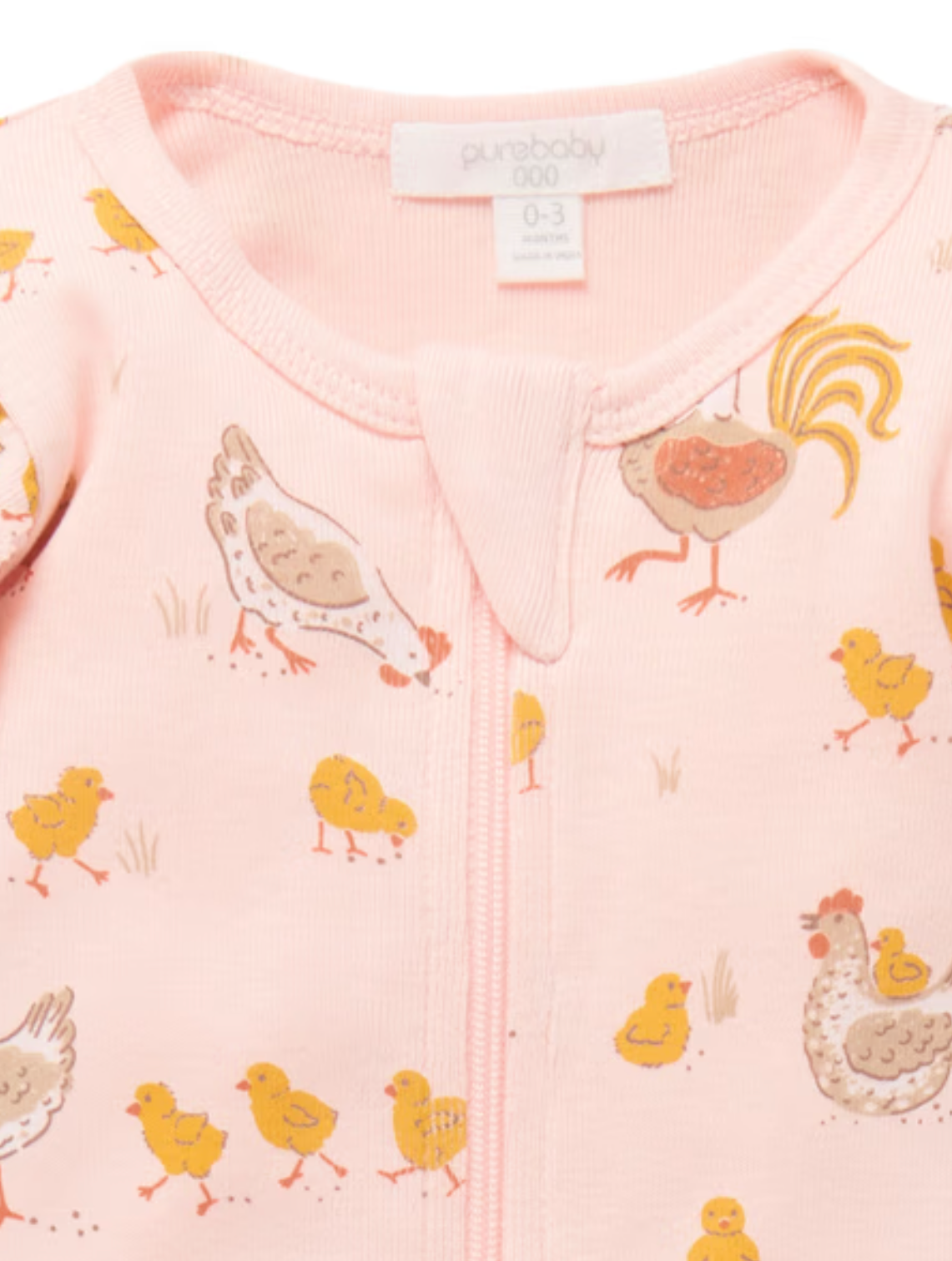 Printed Zip Growsuit in Lotus Chook