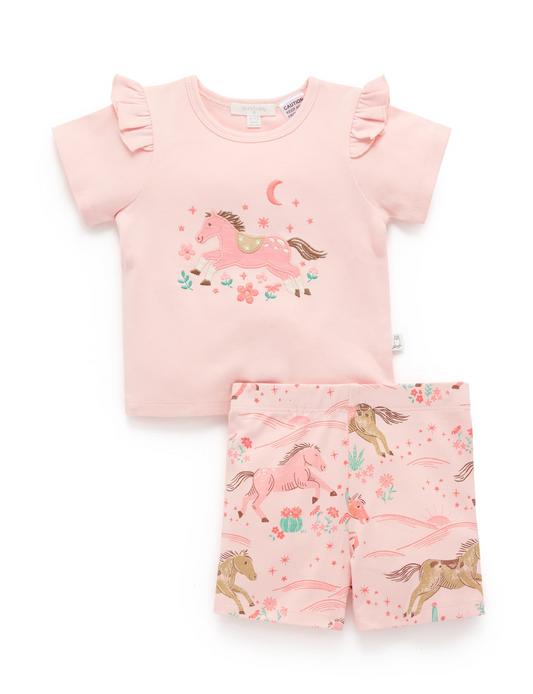 Ruffle PJ Set in Desert Horses
