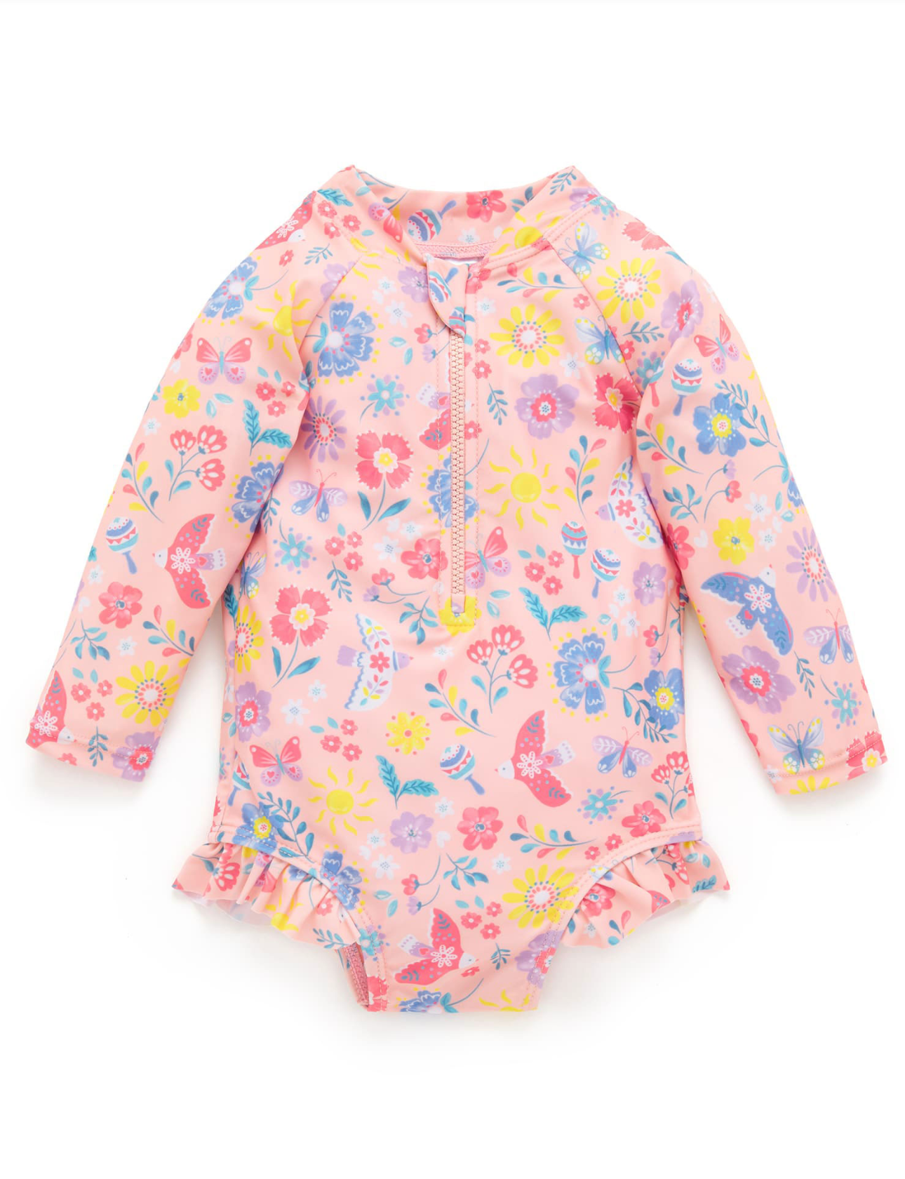 Printed Frilly L/S Swimsuit in Pajaro