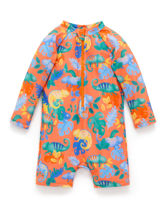 Printed L/S Sunsuit - Chameleon