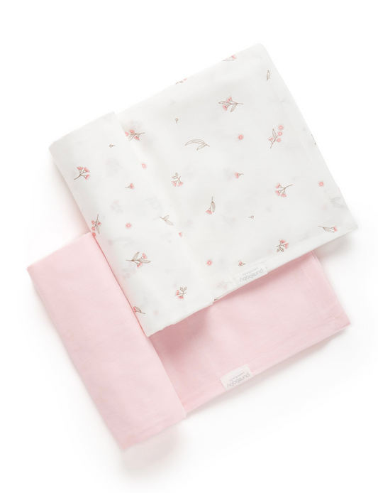 2 Pack Pink Blossom Muslin Wrap
