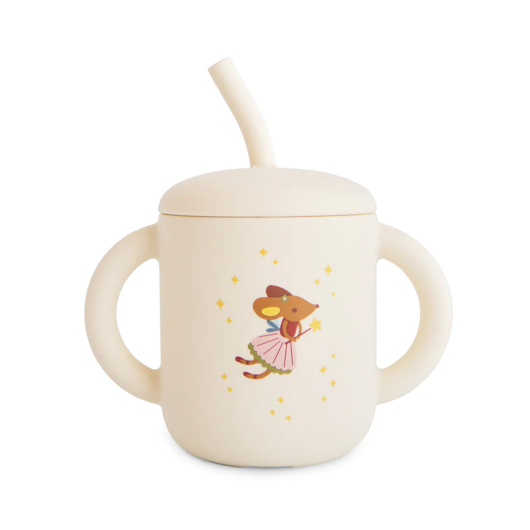 Silicone Training Cup + Straw - Fairy Mice