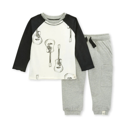Acoustic Guitar Tee & French Terry Pant Set