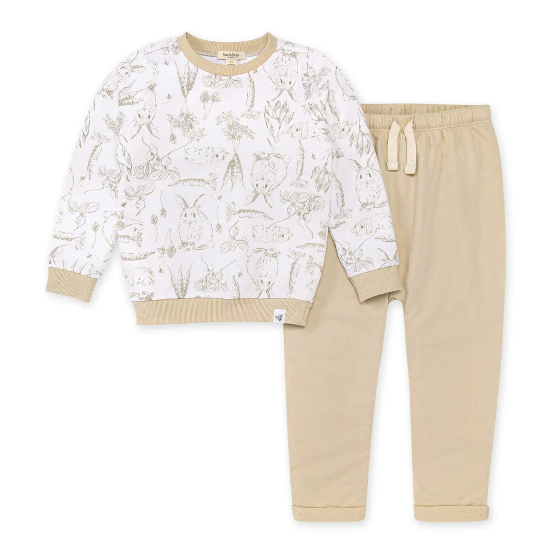 Bunny Toile French Terry Top & Harem Pant Set