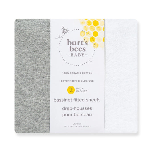 Set of 2 Fitted Bassinet Sheet - Heather grey