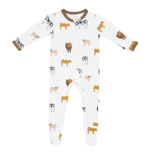 Zippered Footie in Moo