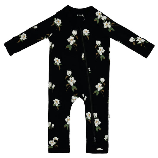 Zippered Romper in Small Midnight Magnolia
