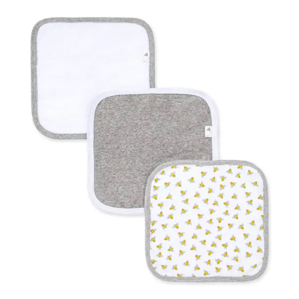 Honey Bee Organic Cotton Baby Washcloths 3 Pack