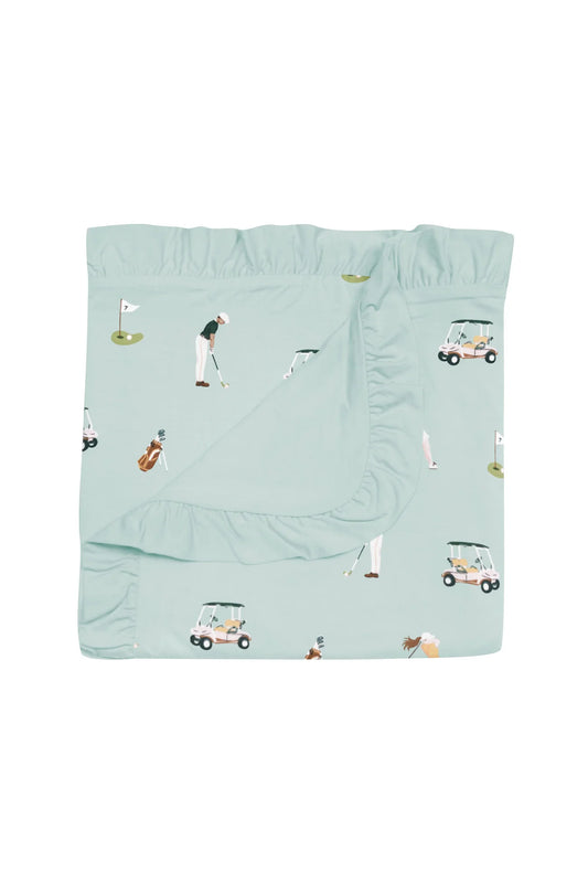 Ruffle Baby Blanket in Golf