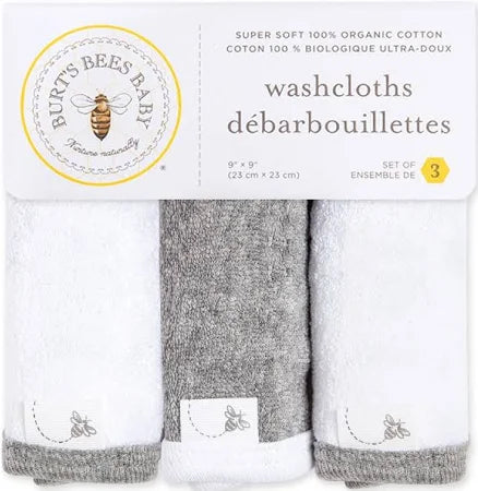 Organic Cotton Washcloths 3 Pack Cloud