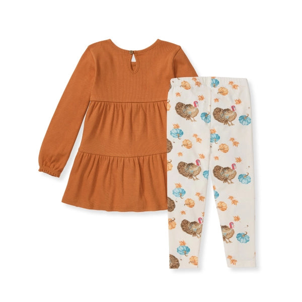 Turkey Time Organic Infant Girl Shirt and Pant set