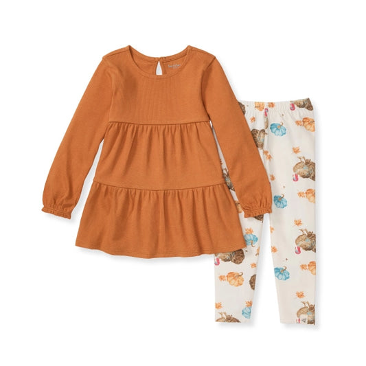 Turkey Time Organic Toddler Girl Shirt and Pant Set