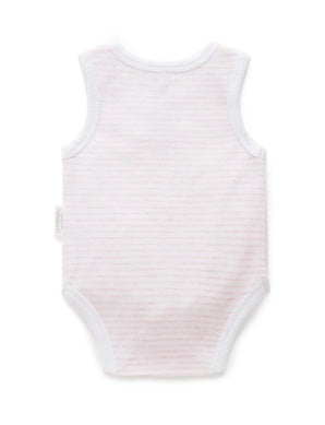 Singlet Bodysuit - Pale Pink Melange Stripe