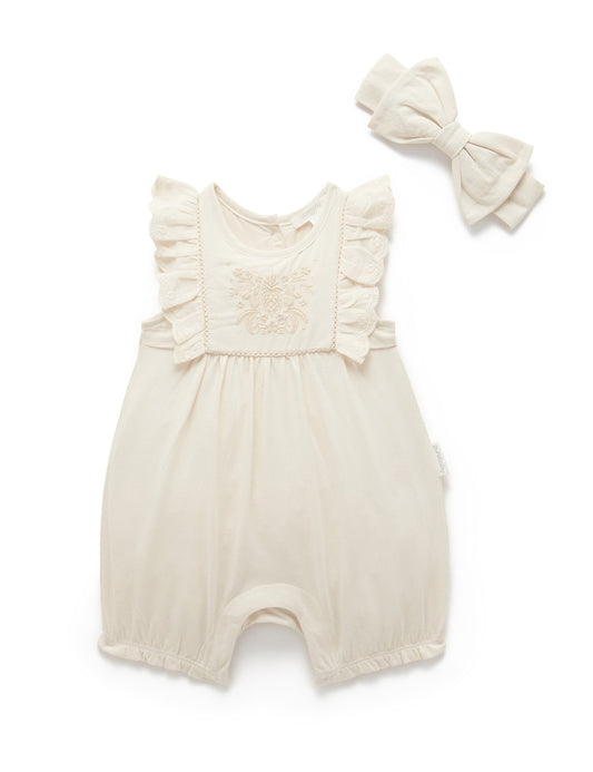 Pointelle Romper & Headband Set