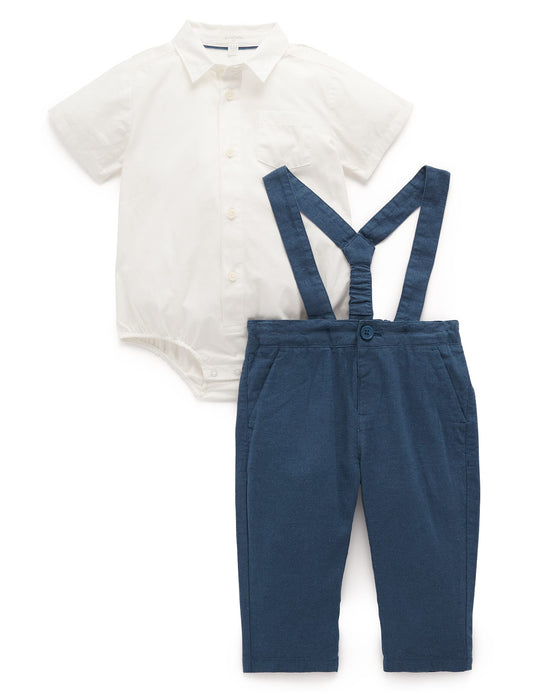 S/S Dress Shirt Bodysuit & Overall Set