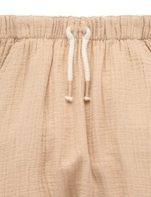 Slouchy Crinkle Cotton Pants in Burrito